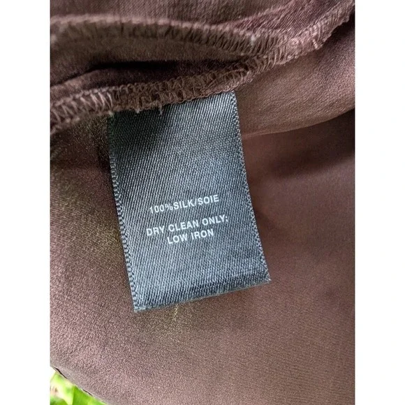 lafayette 148 chocolate brown blouse 100% silk satin 10 quiet luxury glam - Picture 4 of 8